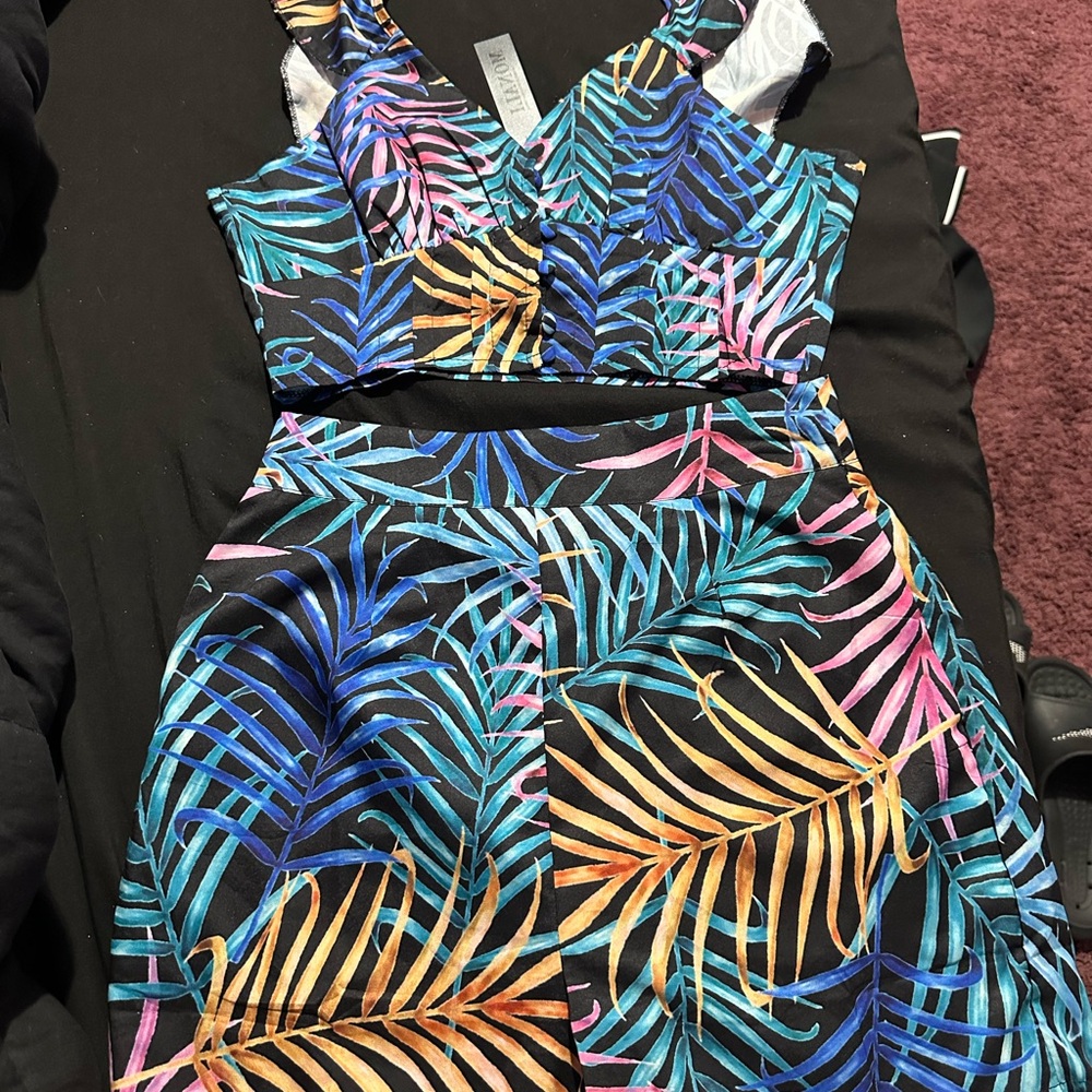 Tropical Leaf Print matching top and shorts